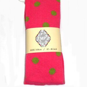 NWT MP Hot Pink Tights w/Green Dots Little Girls Toddler 2/3 3/4 5/6 80% cotton